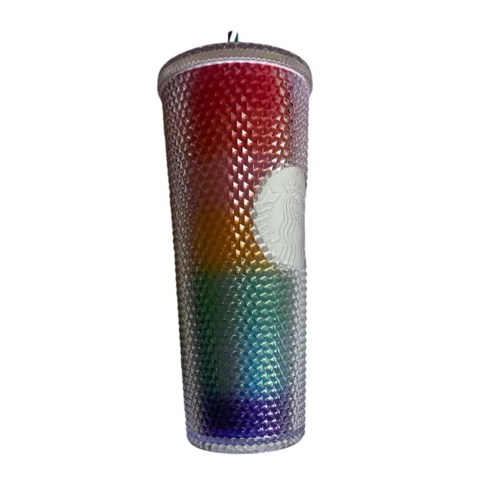Starbucks Rainbow Studded Tumbler Venti Pride 24oz Summer 2020 with Straw